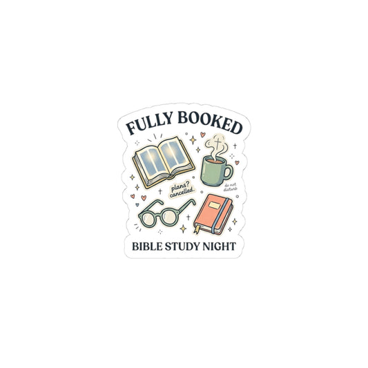 Fully Booked Bible Study Night Sticker | Christian Memes, Church Camp Retro