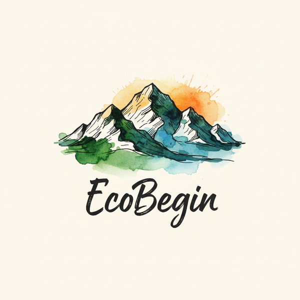 EcoBegin Mountain Watercolor Logo