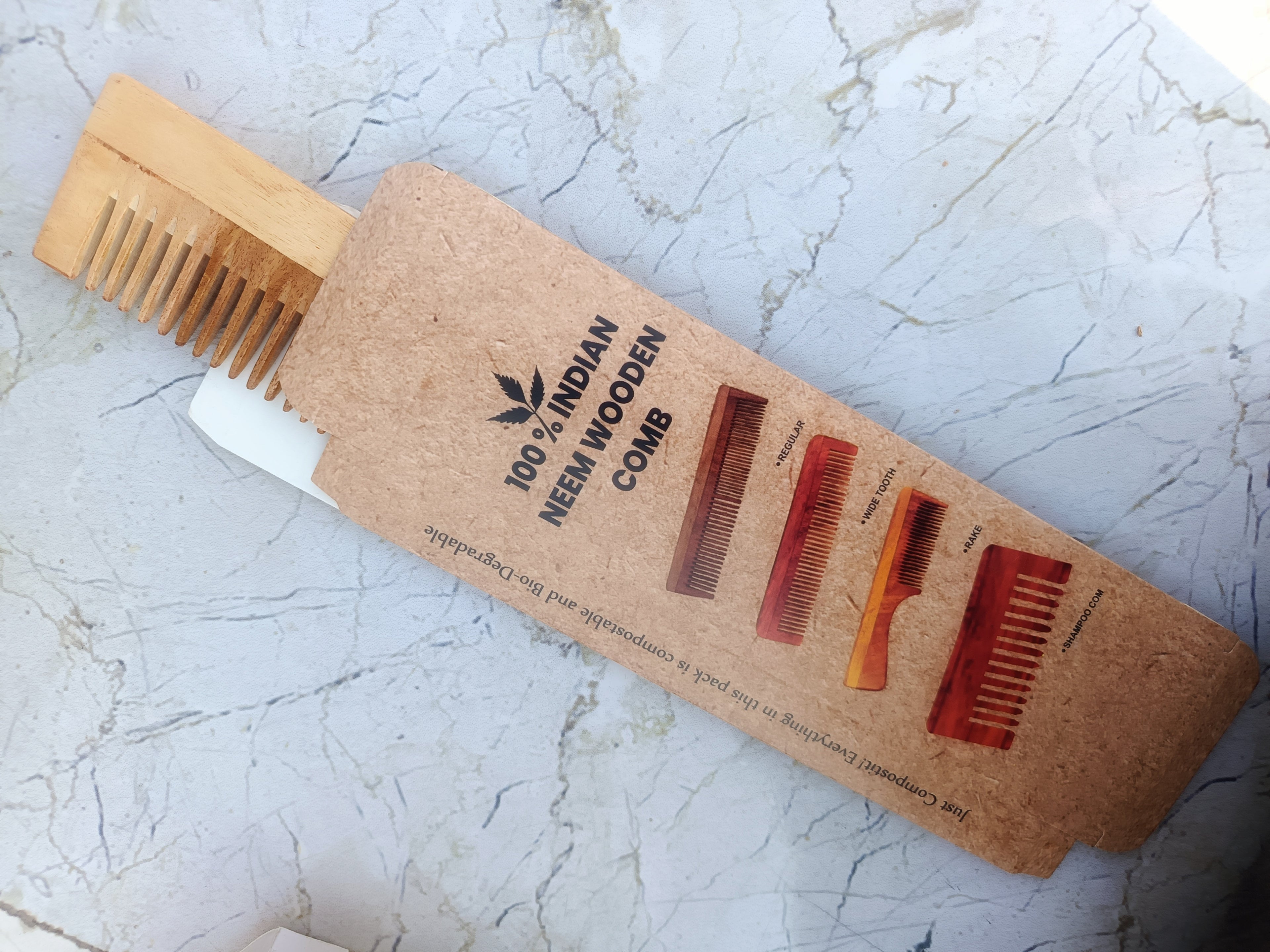 Pure Neem Wood Comb (Anti-Dandruff & Static-Free)